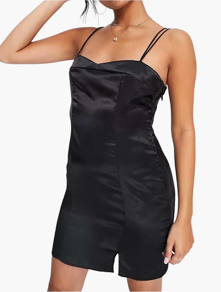 Topshop black 2025 satin dress